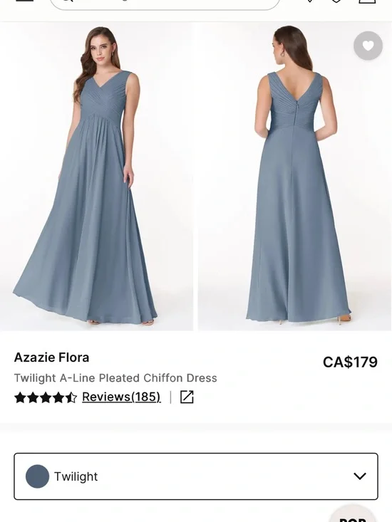 Flora Azazie Twilight Chiffon A-Line Bridesmaid Dress Size 10 β¨ New with Tag - Picture 4 of 16